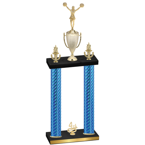 Double Blue Carbon Fiber Fourth Place Cheerleading Trophy