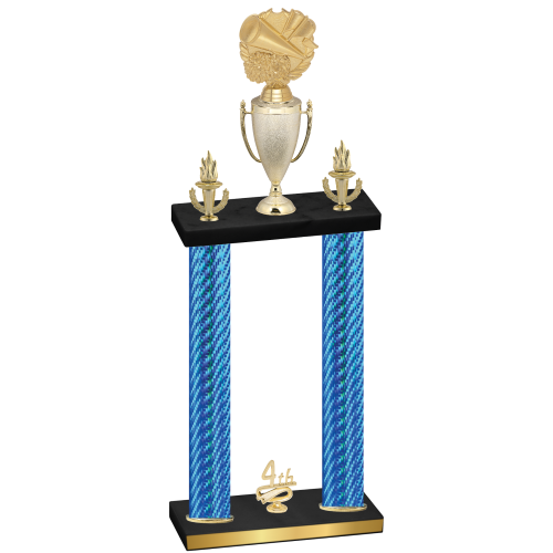 Double Blue Carbon Fiber Fourth Place Cheerleading Trophy
