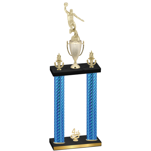Double Blue Carbon Fiber Fourth Place Basketball Trophy