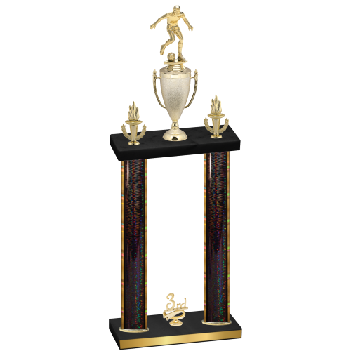 Double Black Glacier Third Place Soccer Trophy