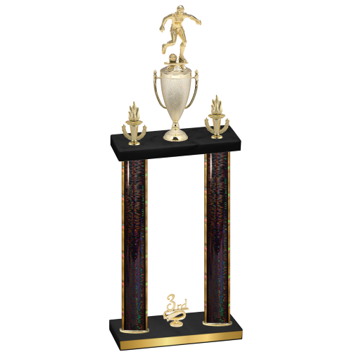 Double Black Glacier Third Place Soccer Trophy
