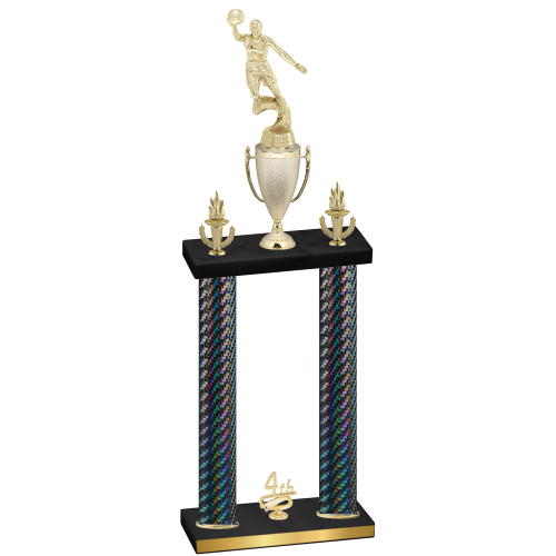 Double Black Carbon Fiber Fourth Place Basketball Trophy