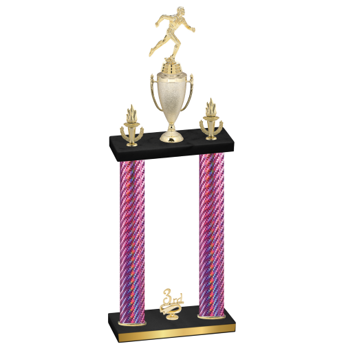 Double Pink Carbon Fiber Third Place Running Trophy