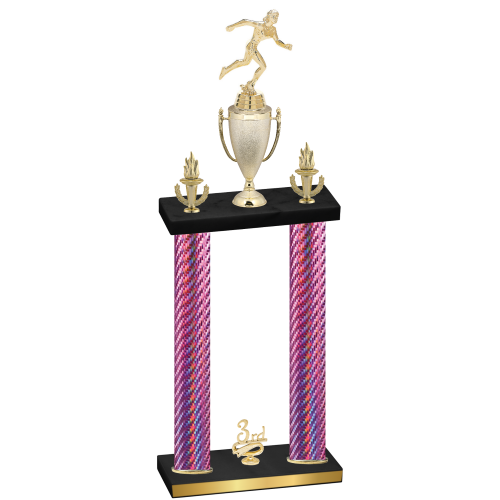 Double Pink Carbon Fiber Third Place Running Trophy