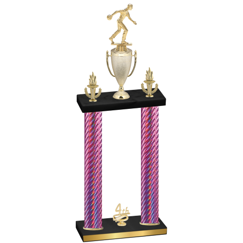Double Pink Carbon Fiber Fourth Place Bowling Trophy