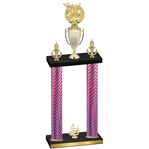 Double Pink Carbon Fiber Fourth Place Bowling Trophy