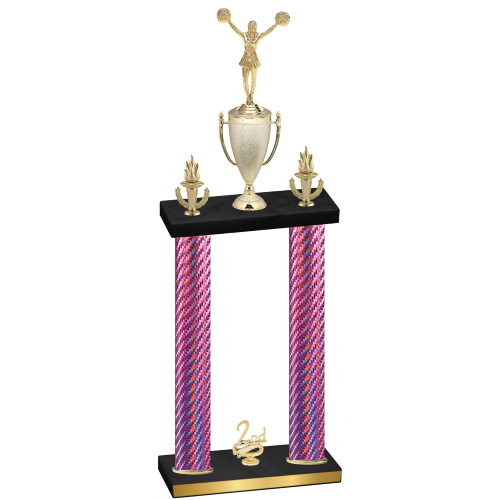 Double Pink Carbon Fiber Second Place Cheerleading Trophy