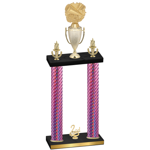 Double Pink Carbon Fiber Second Place Cheerleading Trophy