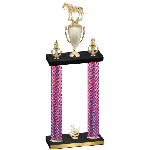 Double Pink Carbon Fiber Third Place Horses Trophy