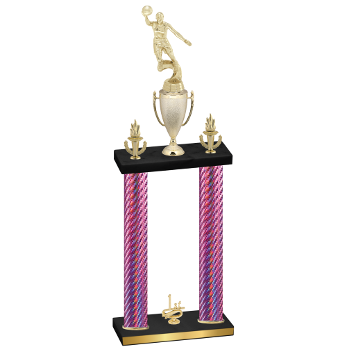 Double Pink Carbon Fiber First Place Basketball Trophy