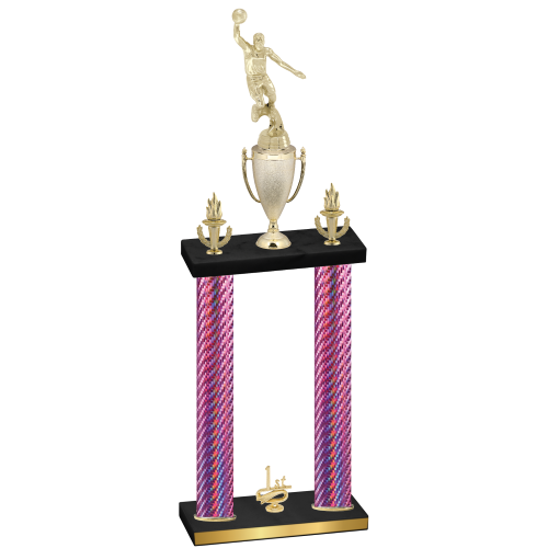 Double Pink Carbon Fiber First Place Basketball Trophy