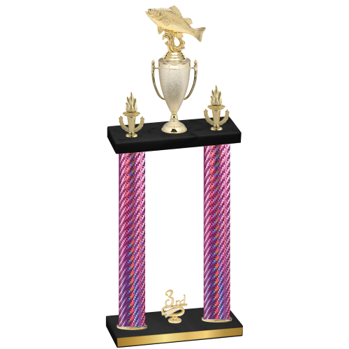 Double Pink Carbon Fiber Third Place Fishing Trophy