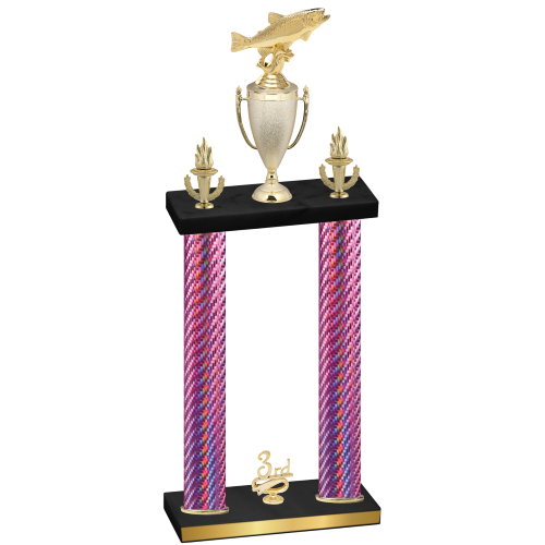 Double Pink Carbon Fiber Third Place Fishing Trophy