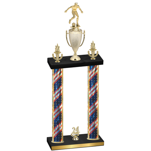 Double Flag USA Year Soccer Trophy