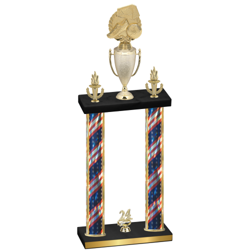 Double Flag USA Year Soccer Trophy