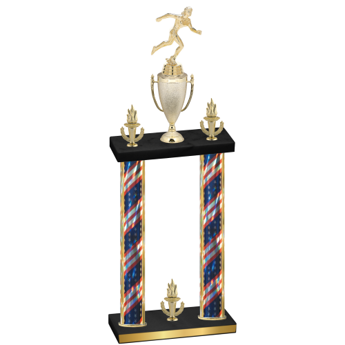 Double Flag USA Victory Running Trophy