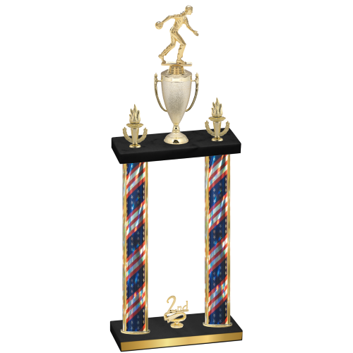 Double Flag USA Second Place Bowling Trophy