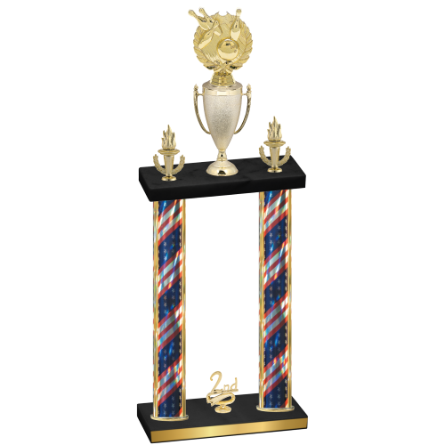 Double Flag USA Second Place Bowling Trophy