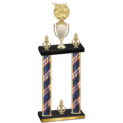 Double Flag USA Victory Bowling Trophy