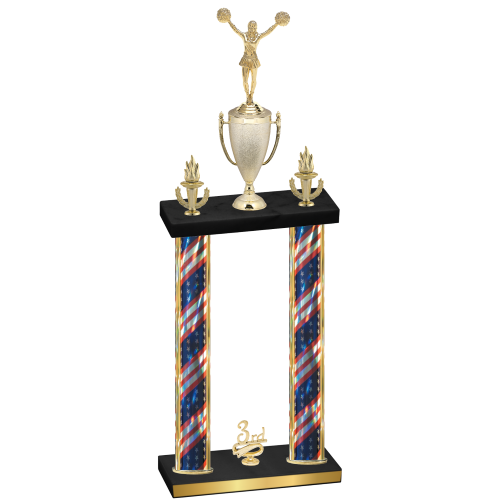 Double Flag USA Third Place Cheerleading Trophy