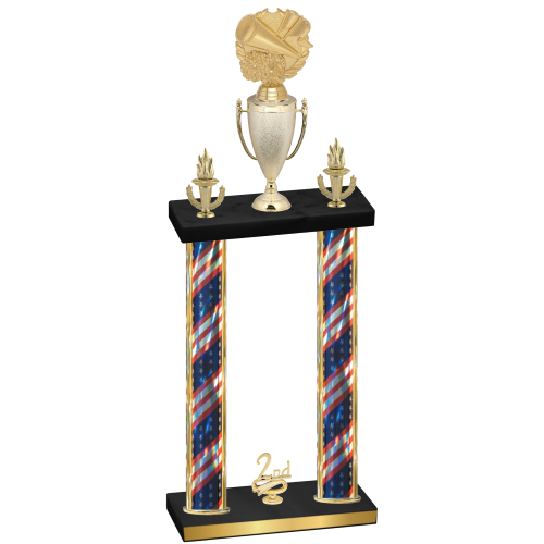 Double Flag USA Second Place Cheerleading Trophy