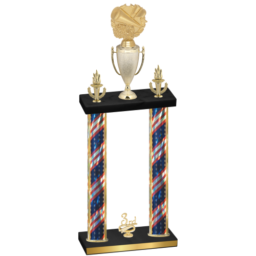 Double Flag USA Third Place Cheerleading Trophy