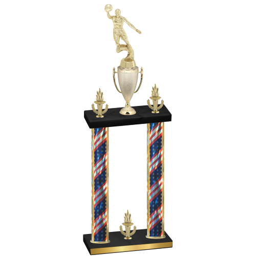 Double Flag USA Victory Basketball Trophy