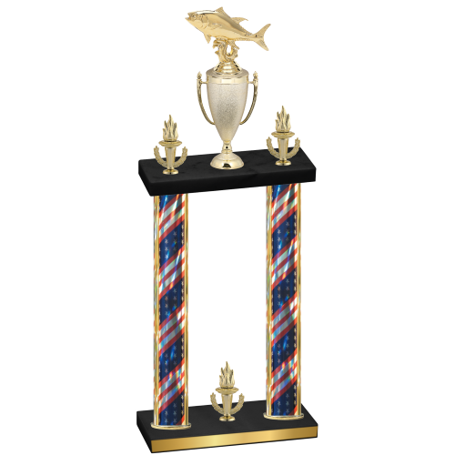 Double Flag USA Victory Fishing Trophy