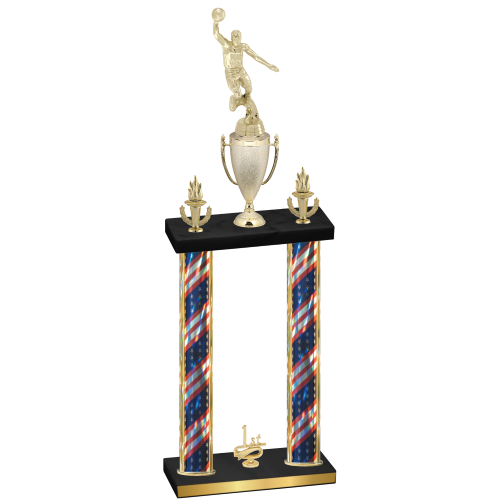 Double Flag USA First Place Basketball Trophy