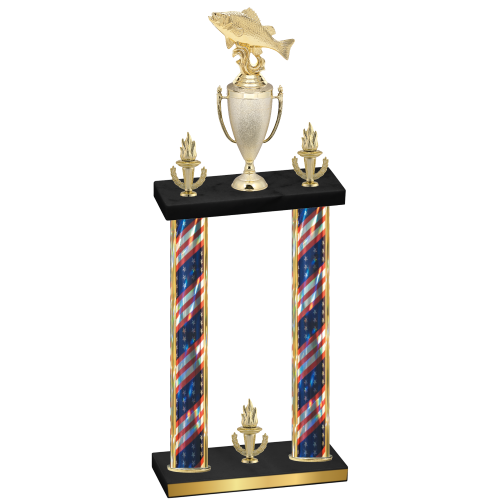Double Flag USA Victory Fishing Trophy