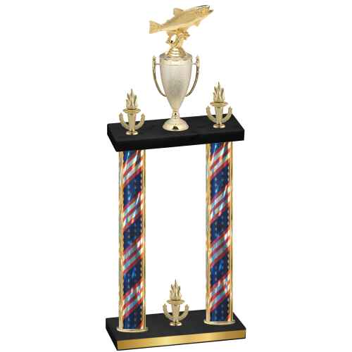 Double Flag USA Victory Fishing Trophy