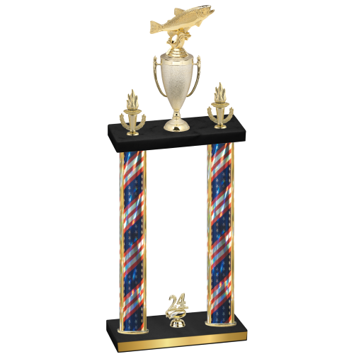 Double Flag USA Year Fishing Trophy