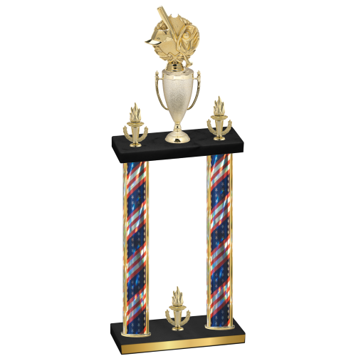 Double Flag USA Victory Baseball Trophy