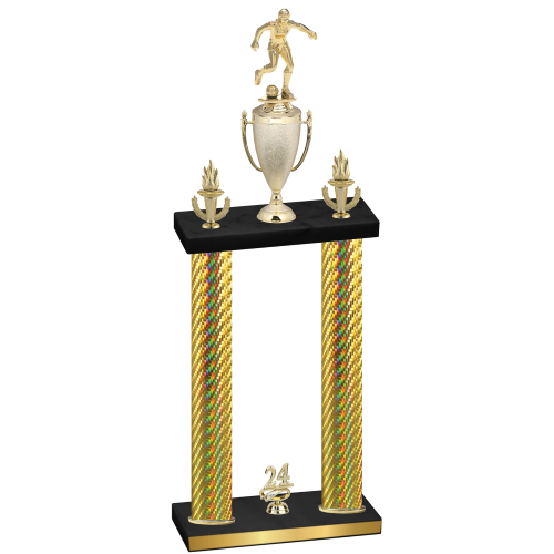 Double Gold Carbon Fiber Year Soccer Trophy