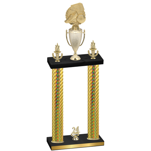 Double Gold Carbon Fiber Year Soccer Trophy