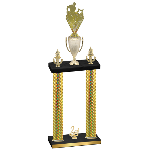 Double Gold Carbon Fiber Second Place Rugby Trophy