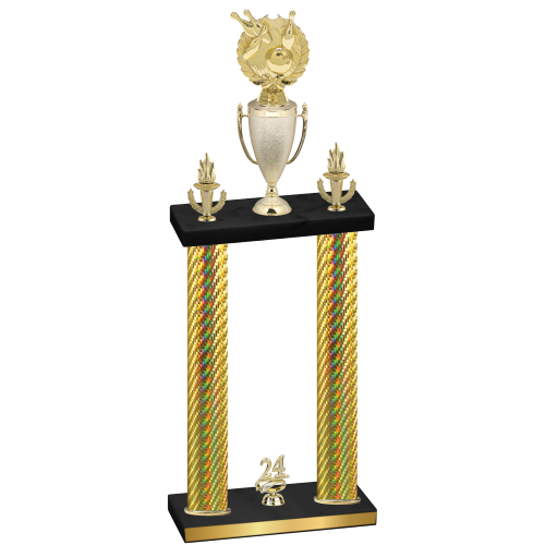 Double Gold Carbon Fiber Year Bowling Trophy