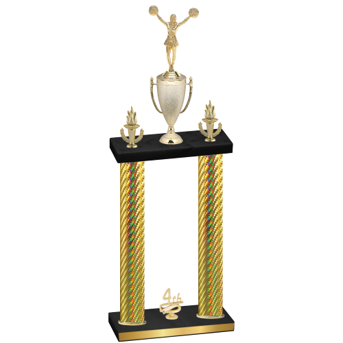 Double Gold Carbon Fiber Fourth Place Cheerleading Trophy