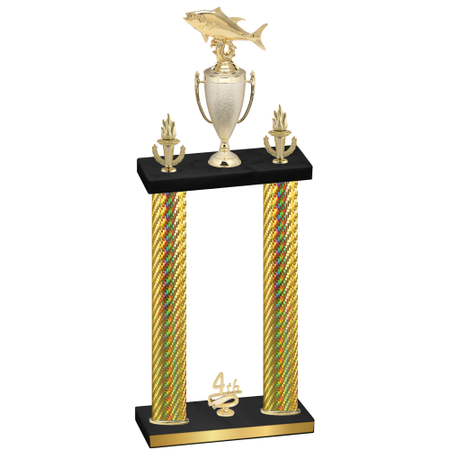 Double Gold Carbon Fiber Fourth Place Fishing Trophy
