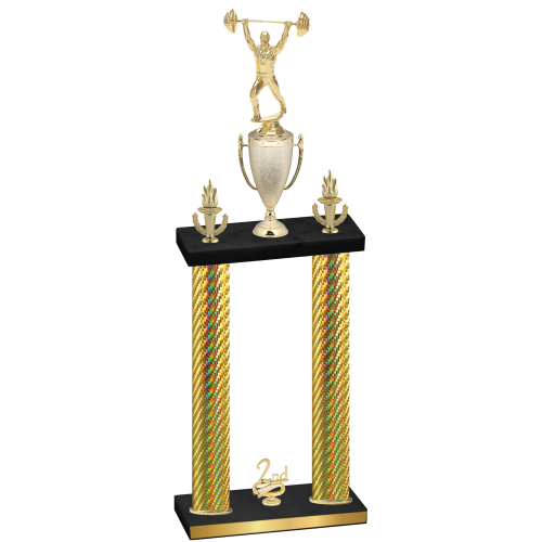 Double Gold Carbon Fiber Second Place Weights Trophy