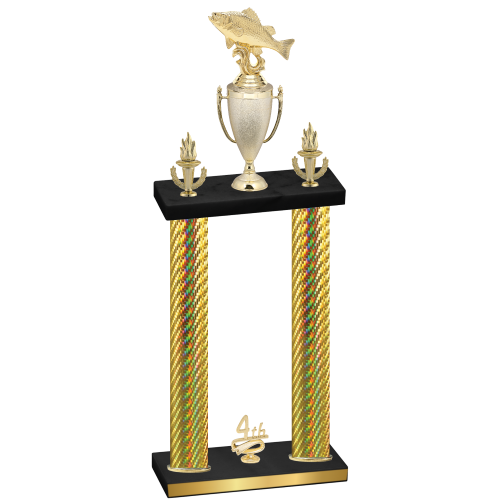 Double Gold Carbon Fiber Fourth Place Fishing Trophy
