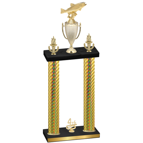 Double Gold Carbon Fiber Fourth Place Fishing Trophy