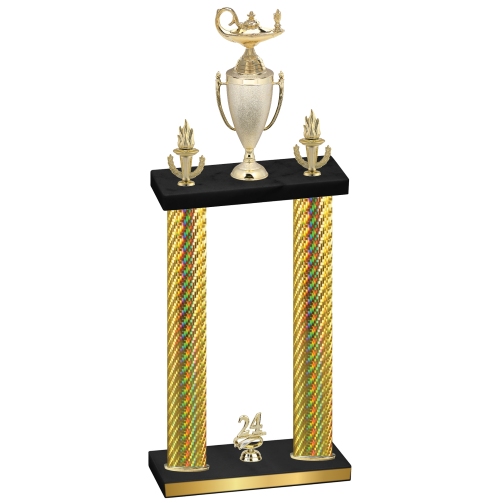 Double Gold Carbon Fiber Year Academics Trophy