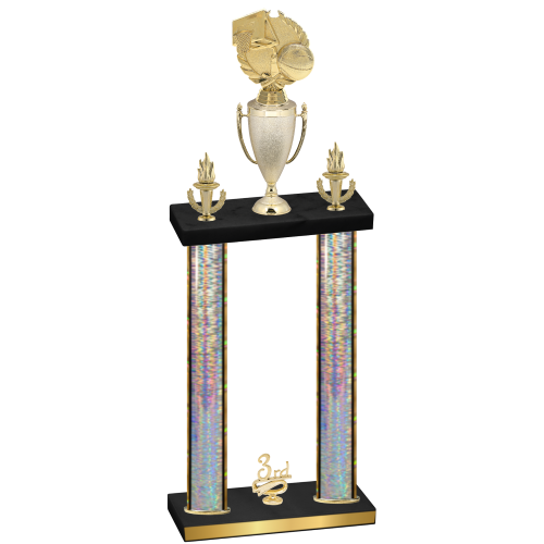 Double Silver Glacier Third Place Basketball Trophy