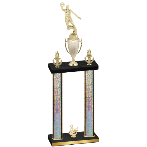Double Silver Glacier Third Place Basketball Trophy