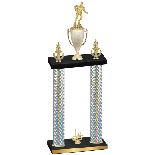 Double Silver Carbon Fiber First Place Rugby Trophy