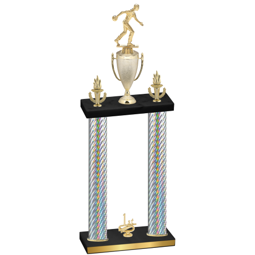 Double Silver Carbon Fiber First Place Bowling Trophy