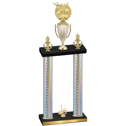 Double Silver Carbon Fiber First Place Bowling Trophy