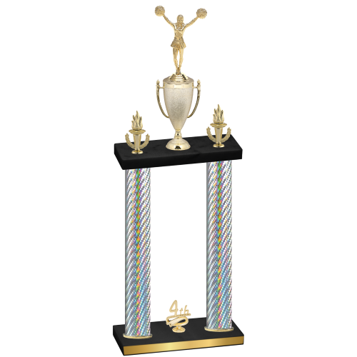Double Silver Carbon Fiber Fourth Place Cheerleading Trophy
