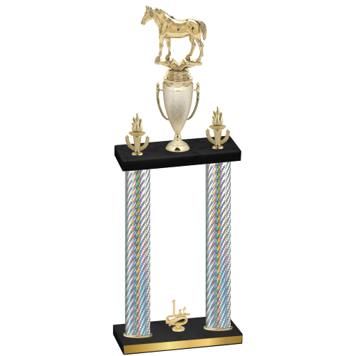 Double Silver Carbon Fiber First Place Horses Trophy
